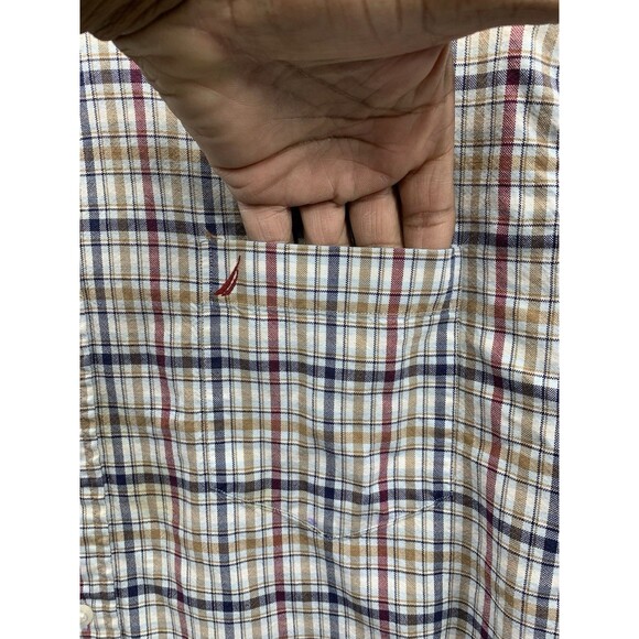Nautica Button Down Shirt Men's Plaid 100% Cotton Long Sleeve Size XXL - Picture 8 of 15